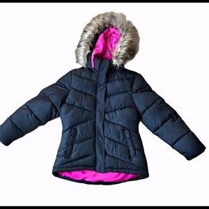 Arizona Jeans Coat Jacket Size 14 Black and pink.